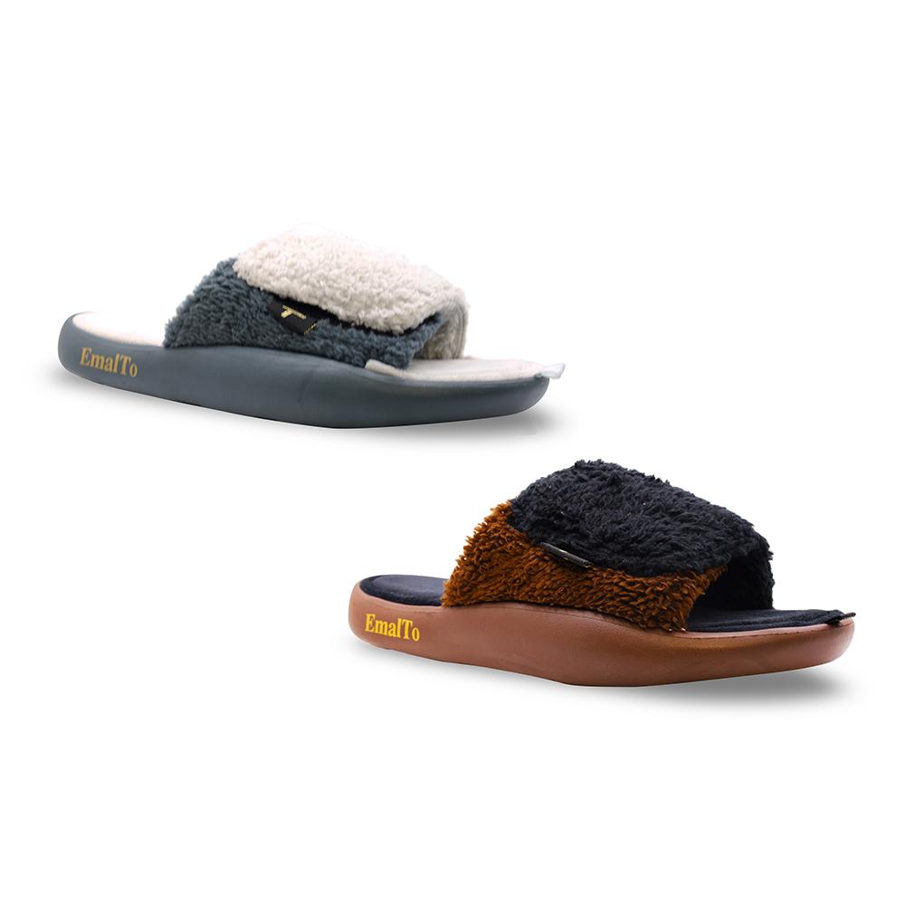 Тапочки домашние мужские открытые на липучке, модель 902-15 (41-46)