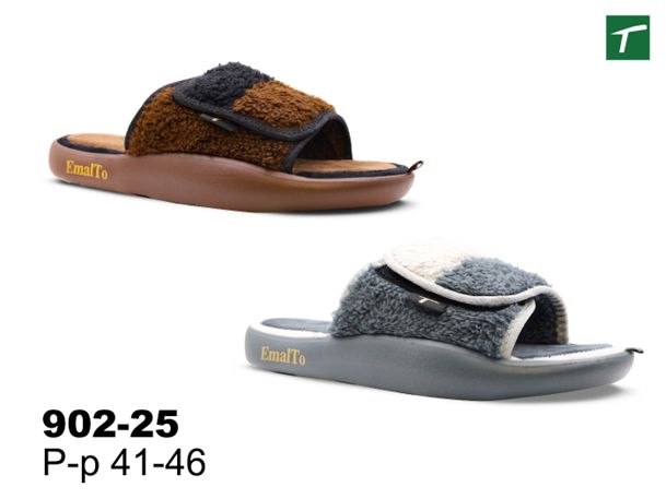 Тапочки домашние мужские открытые на липучке, модель 902-25 (41-46)